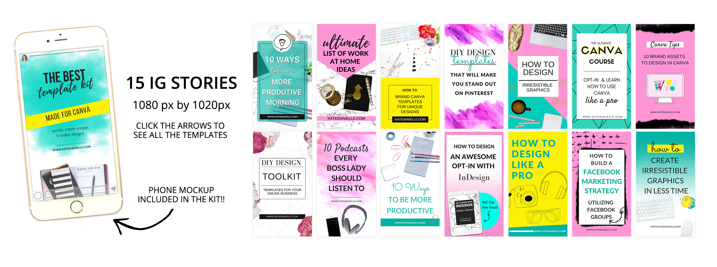 15IGStoriesTemplatesforCanva Kate Danielle Creative Think Like