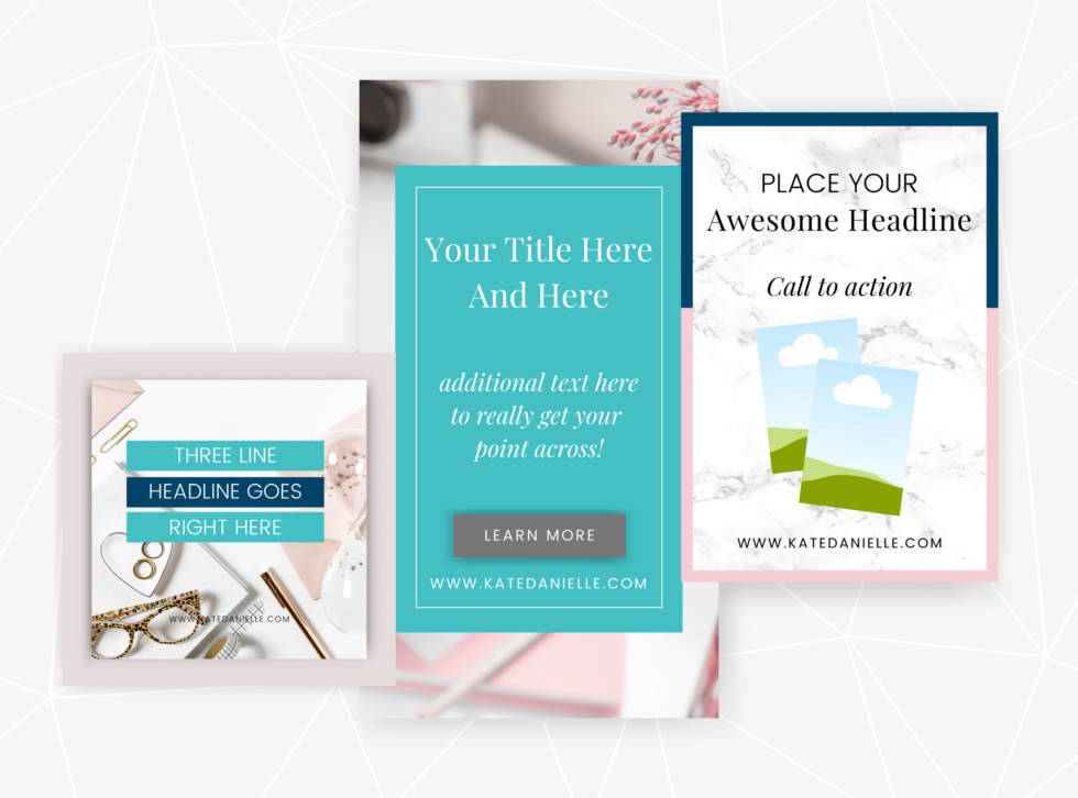 Pink Teal Navy Canva Template Set of 40 - Kate Danielle Creative